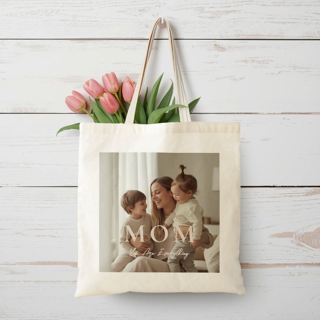 Bolso De Tela Modern Custom Photo MOM Mothers Day Tote Bag (Subido por el creador)