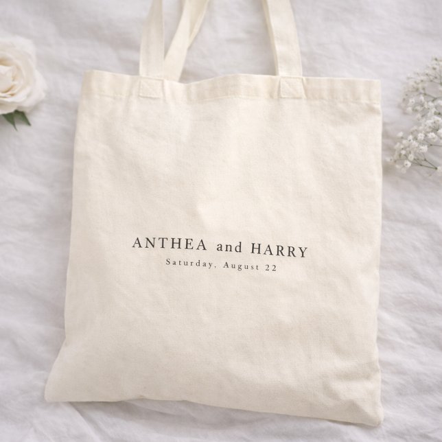 Bolso De Tela Modern Editorial Serif Wedding Welcome Favor (Subido por el creador)