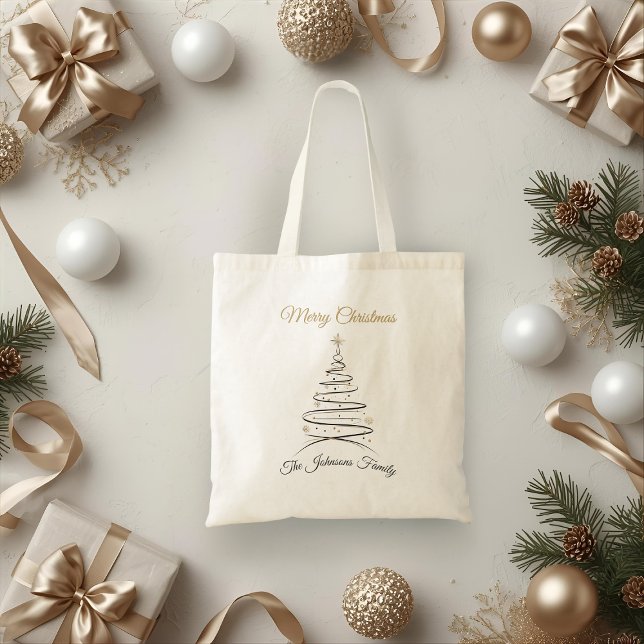 Bolso De Tela Modern Elegant Minimal Christmas Tree Tote Bag (Subido por el creador)