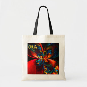 Bolso De Tela Modern Floral Resumen Art Naranja Patrón Azul #14
