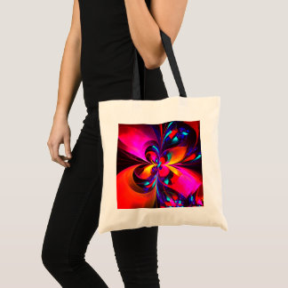Bolso De Tela Modern Floral Resumen Arte Patrón Azul Rojo #07