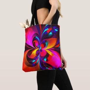 Bolso De Tela Modern Floral Resumen Arte Patrón Azul Rojo #07