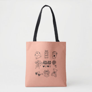Bolso De Tela Modern Hand-Drawn Valentine Icons 