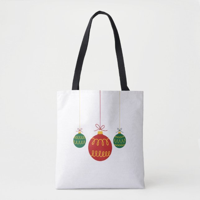 Bolso De Tela Modern Hanging Christmas Ornaments Tote (Anverso)