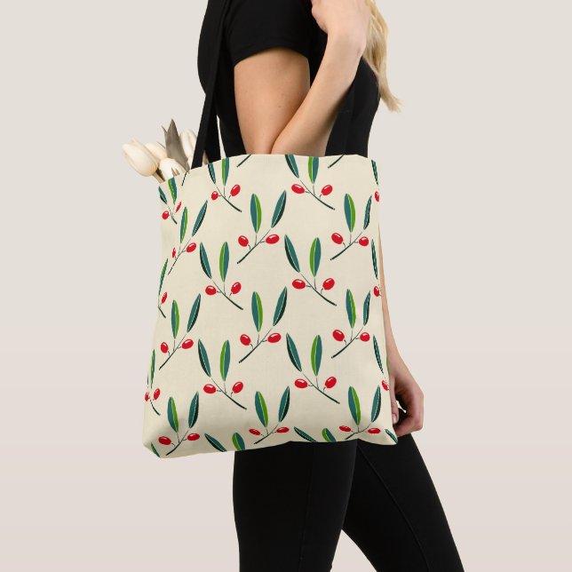 Bolso De Tela Modern Illustrated Red Berries Pattern (Detalle)