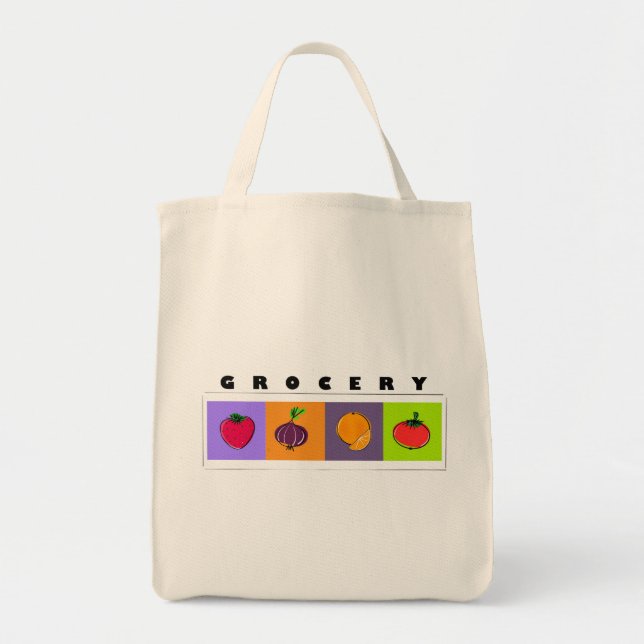 Bolso De Tela Modern Minimal Fruits and Veggies Illustration (Frente)