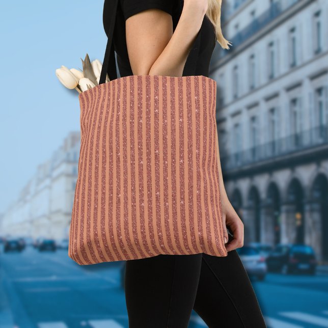 Bolso De Tela Modern Orange Mango Glitter Style Vertical Stripes (Subido por el creador)