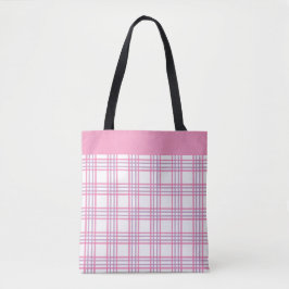 Bolso De Tela Modern Preppy Plaid Pink Purple Pattern
