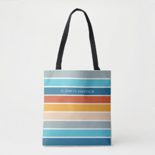 Bolso De Tela Modern Retro Franjas de Puesta de Sol Personalizad