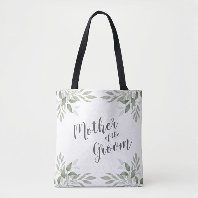 Bolso De Tela Modern Sage Greenery Mother of the Groom (Anverso)