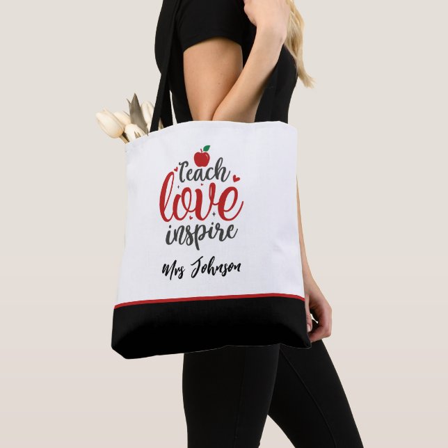 Bolso De Tela Modern Script Teach Love Inspire Teacher (Detalle)