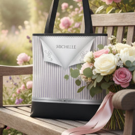 Bolso De Tela Modern Soft Pink Bridal Party Pinstripe Bridesmaid