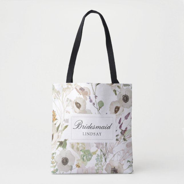 Bolso De Tela Modern Spring Bridesmaid Personalized Name (Anverso)