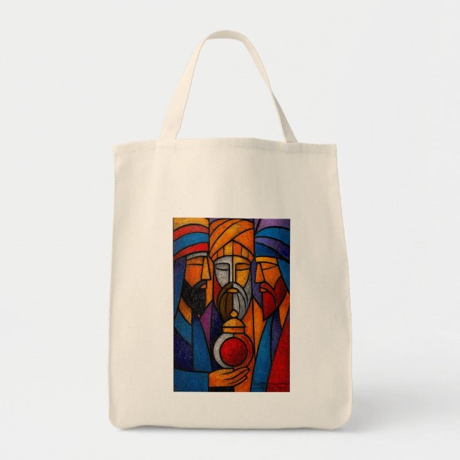Bolso De Tela Modern Stained Glass Three Wise Men (Frente)