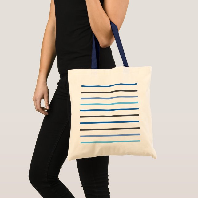 Bolso De Tela Modern Stylish Blue Stripes Custom (Anverso (producto))
