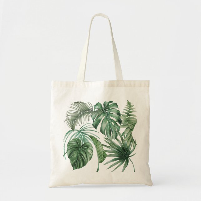 Bolso De Tela Modern Summer Tropical Leaves Monstera Beach  (Frente)