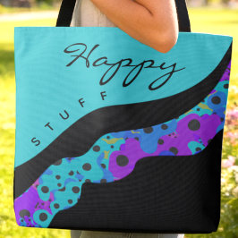 Bolso De Tela Modern Teal Black And Purple Wave