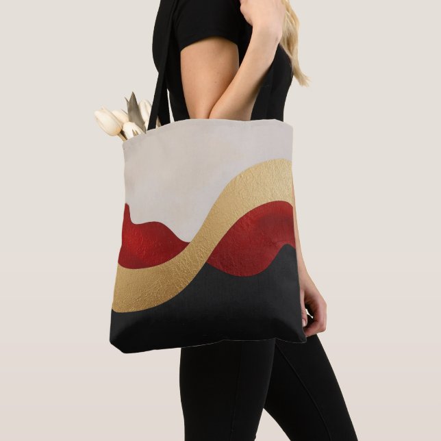 Bolso De Tela Modern Wave Gold Red Black  (Detalle)