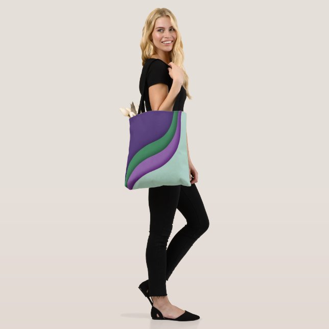 Bolso De Tela Modern Wave Purple Green  (Puesto)