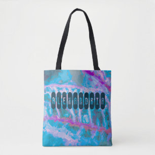 Bolso De Tela Moderna acuarela azul rosa rosa