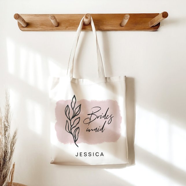 Bolso De Tela Moderna acuarela Floral Rubor Bridesmaid Tote Bag (Subido por el creador)
