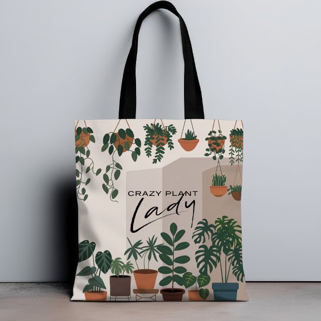 Bolso De Tela Moderna acuarela Loca Planta Lady Houseplant (Subido por el creador)