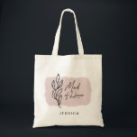Bolso De Tela Moderna acuarela torreón de honor<br><div class="desc">Ilustracion acuático moderno con pincel y flores simples combinado con elegante escritura manuscrita "doncella de honor" para un regalo perfecto para la boda. Monograma está en letra sans serif y es fácilmente personalizado.</div>