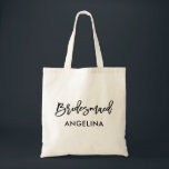 Bolso De Tela Moderna Bridesmaid con guión de pincel<br><div class="desc">Moderna herramienta de estilo Brush Script Bridesmaid Tote Bag</div>
