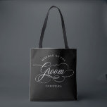 Bolso De Tela Moderna caligrafía: Madre negra de la novia<br><div class="desc">Una madre atemporal y elegante de la bolsa de té de regalo de la novia con un guión de caligrafía refinado sobre un fondo clásico,  perfecto para una celebración formal y sofisticada de los bodas. Para personalización o productos adicionales con este diseño,  por favor no dude en contactarme.</div>