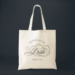Bolso De Tela Moderna caligrafía: Madre negra de la novia<br><div class="desc">Una madre atemporal y elegante de la bolsa de té de regalo de la novia con un guión de caligrafía refinado sobre un fondo clásico,  perfecto para una celebración formal y sofisticada de los bodas. Para personalización o productos adicionales con este diseño,  por favor no dude en contactarme.</div>