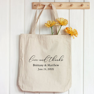 Bolso De Tela Moderna caligrafía Minimalista Boda amor gracias