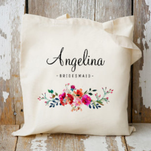 Bolso De Tela Moderna dama de honor floral personalizada-2