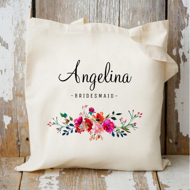Bolso De Tela Moderna dama de honor floral personalizada-2 (Subido por el creador)