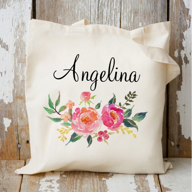 Bolso De Tela Moderna dama de honor floral personalizada-3 (Subido por el creador)