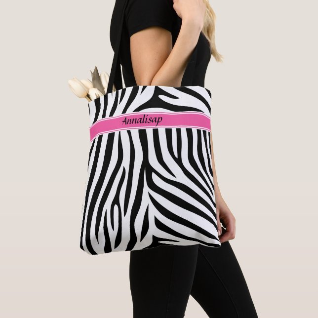 Bolso De Tela Moderna diseñadora personalizada de stripe de cebr (Detalle)