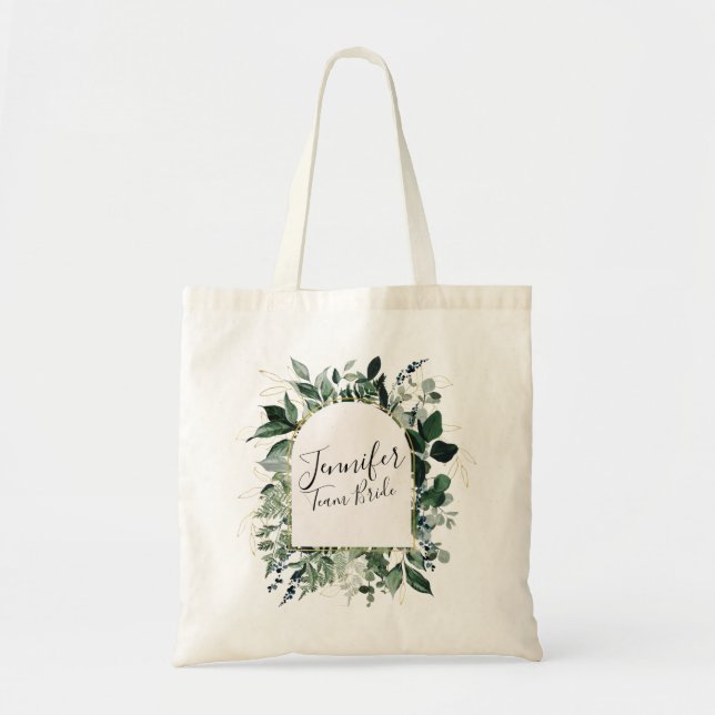 Bolso De Tela Moderna follaje botánico Greeneration Team Bride (Frente)