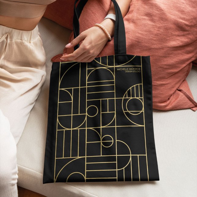 Bolso De Tela Moderna geométrica Art Deco Faux Gold/Black (Subido por el creador)