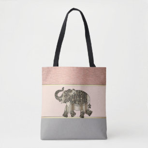 Bolso De Tela Moderna Girly Striped, Elefante
