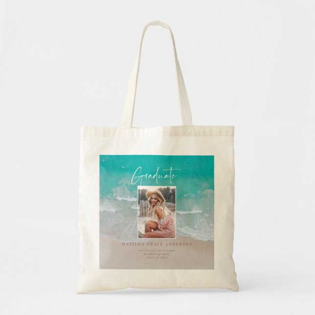 Bolso De Tela Moderna graduación de fotos de la playa oceánica  (Frente)