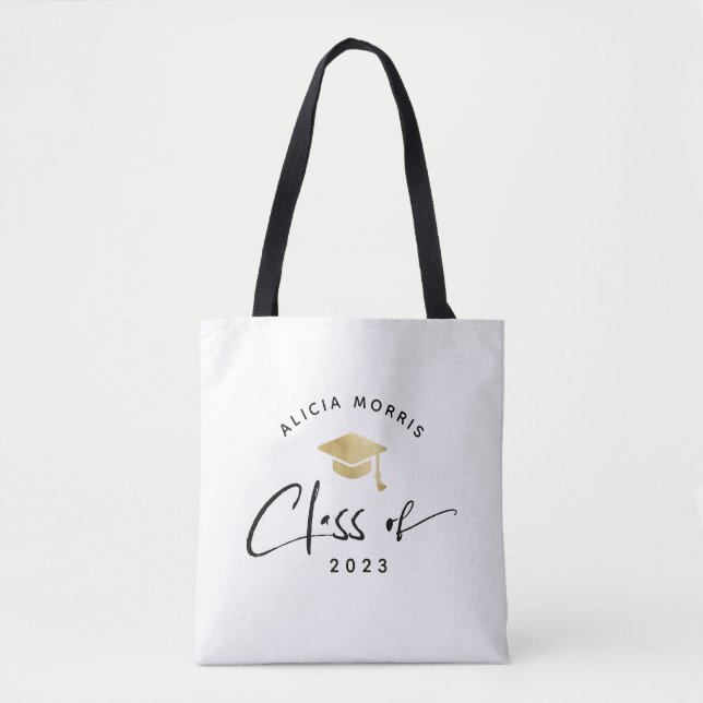 Bolso De Tela Moderna Graduación de nombre personalizado guión d (Anverso)