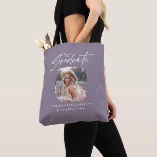Bolso De Tela Moderna graduación elegante de escritura púrpura f