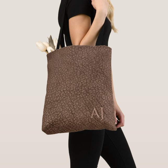 Bolso De Tela Moderna lujosa apariencia de cuero falso marrón mo (Detalle)
