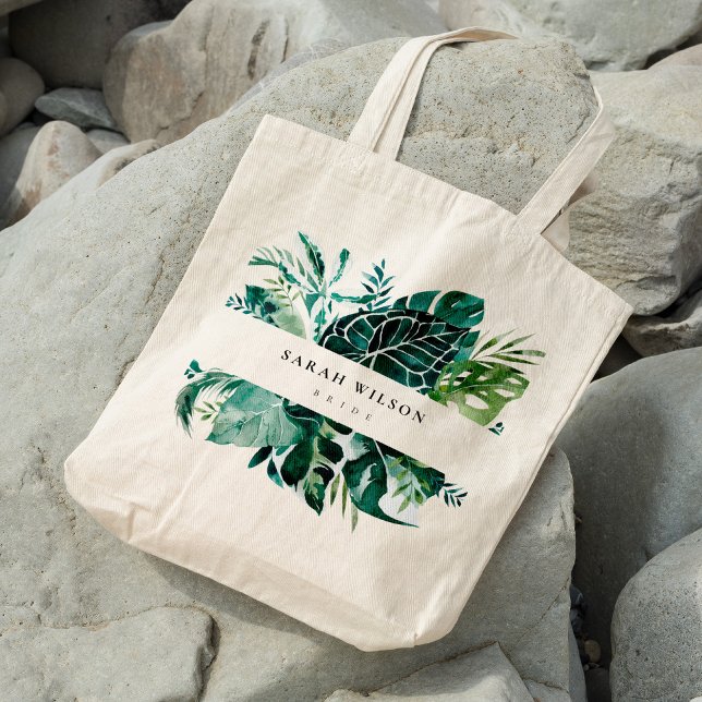 Bolso De Tela Moderna Monstera Tropical Foliage Verde Leafy Brid (Subido por el creador)