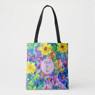 Bolso De Tela Moderna Novia Elegante Floral Acuarela Para Ella