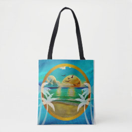 Bolso De Tela Moderna Playa Tropical Palm Trees Sunset Vacacione