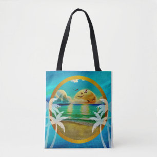 Bolso De Tela Moderna Playa Tropical Palm Trees Sunset Vacacione