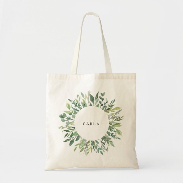 Bolso De Tela Moderna vegetación Foliage Botánico Tote Bag (Frente)