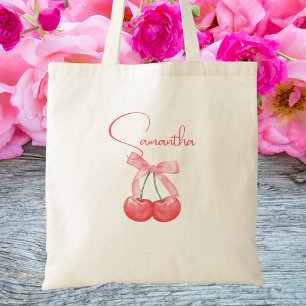 Bolso De Tela Moderna y moderna cocina de cerezas y vacas rosas