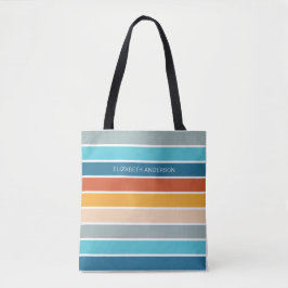 Bolso De Tela Modernas franjas de atardecer retro personalizadas