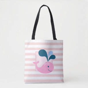 Bolso De Tela Moderno a rayas de dibujos animados ballena - Pers